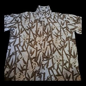 Y2K 2XL FUBU Dragon Button Shirt VTG Streetwear Hip Hop Rap Grunge Skate